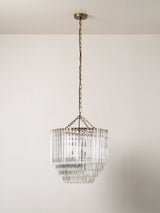 Petalia - 9 light aged brass and clear glass tube tall chandelier