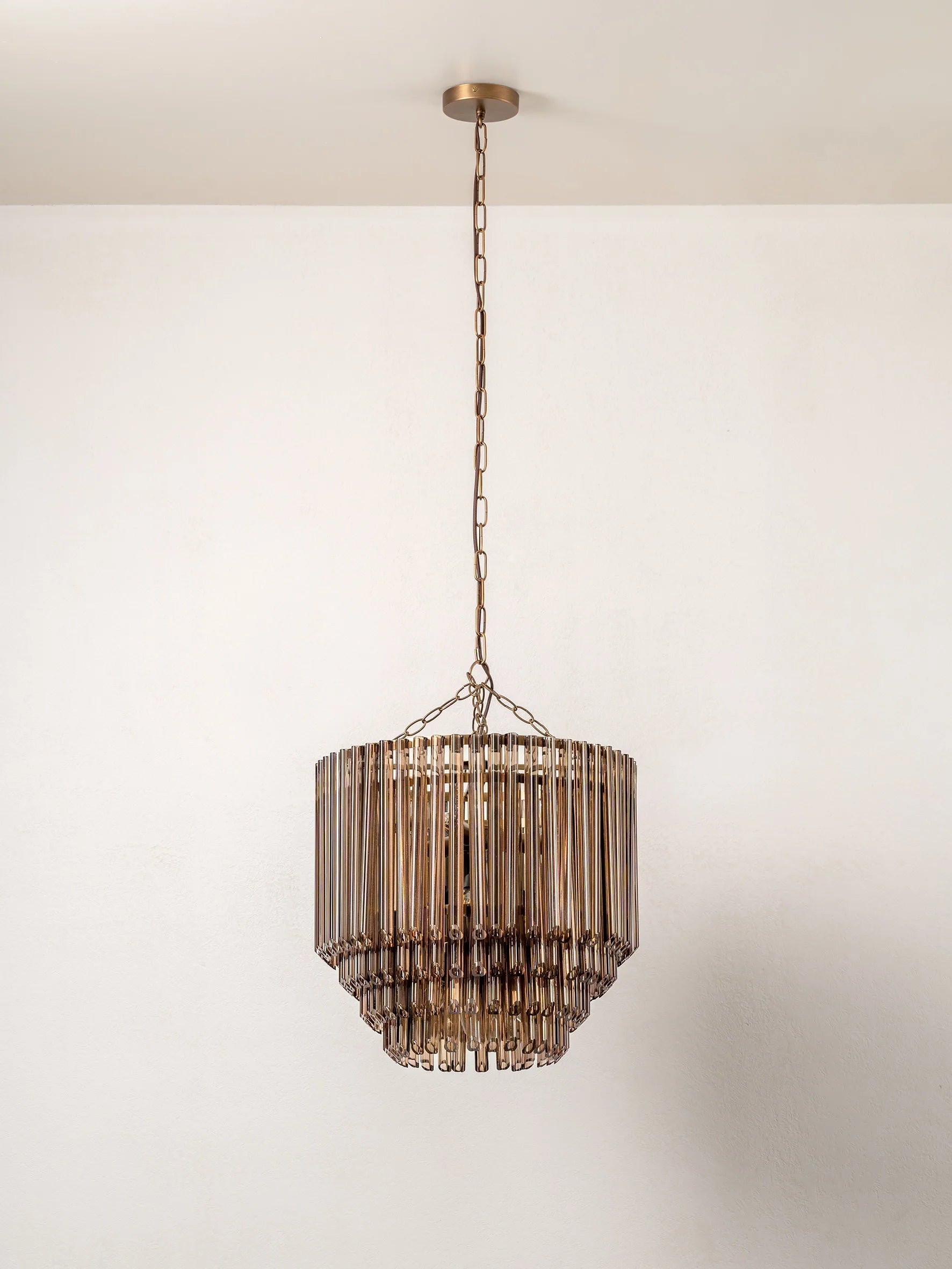 Petalia - 9 light bronze and smoked chocolate glass tube tall chandelier | Chandelier | lights&lamps | UK | Modern Affordable Designer Lighting