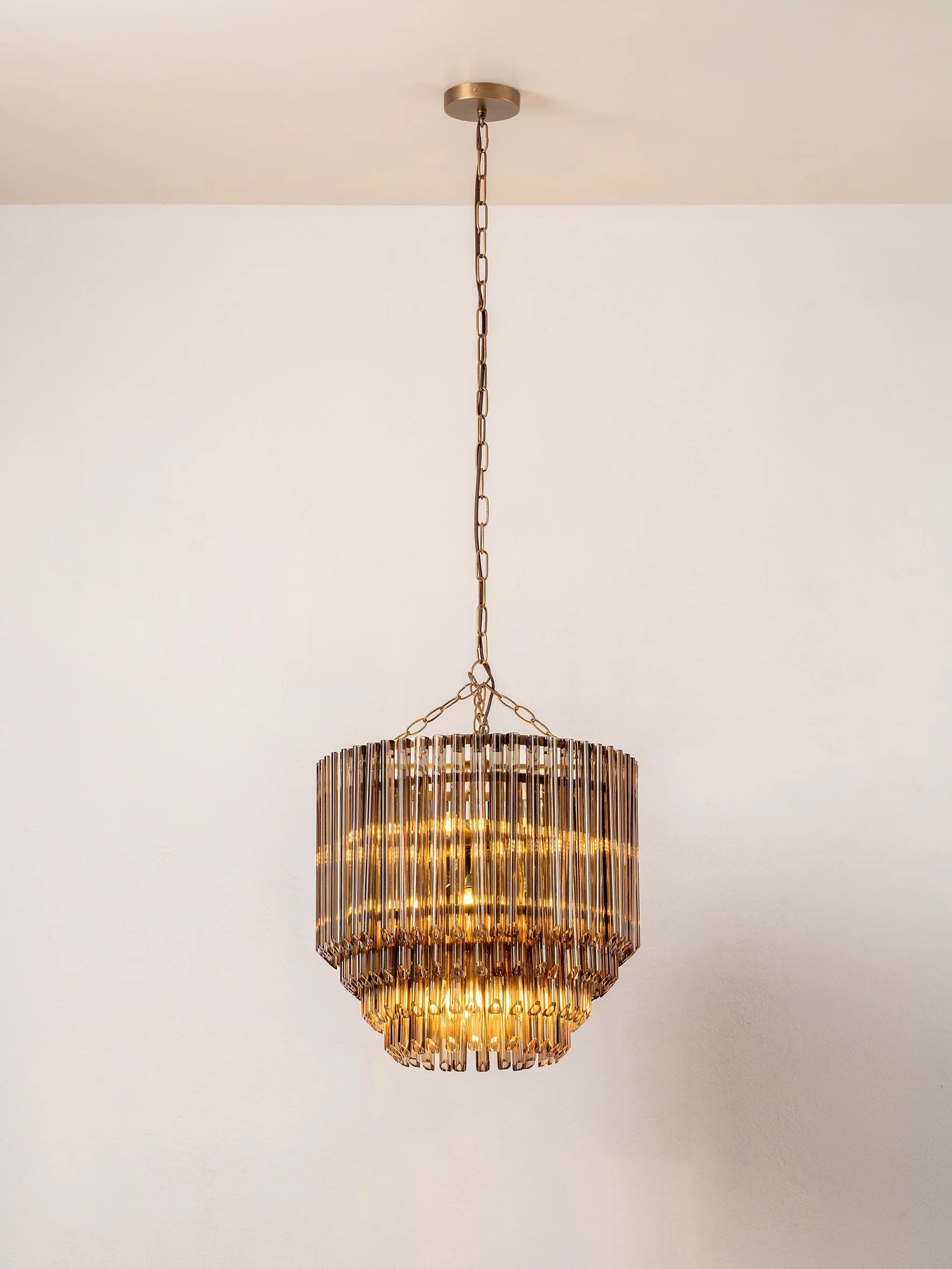 Petalia - 9 light bronze and smoked chocolate glass tube tall chandelier | Chandelier | lights&lamps | UK | Modern Affordable Designer Lighting