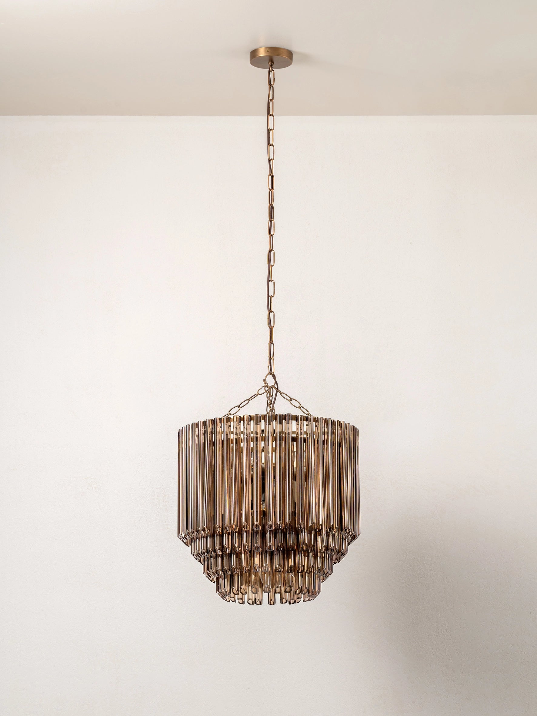 Petalia - 9 light bronze and smoked chocolate glass tube tall chandelier | Chandelier | lights &amp; lamps | US | Modern affordable designer lighting