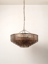 Petalia - 9 light bronze and smoked chocolate glass tube wide chandelier