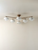Porsa - 6 light aged brass and warm white porcelain flush