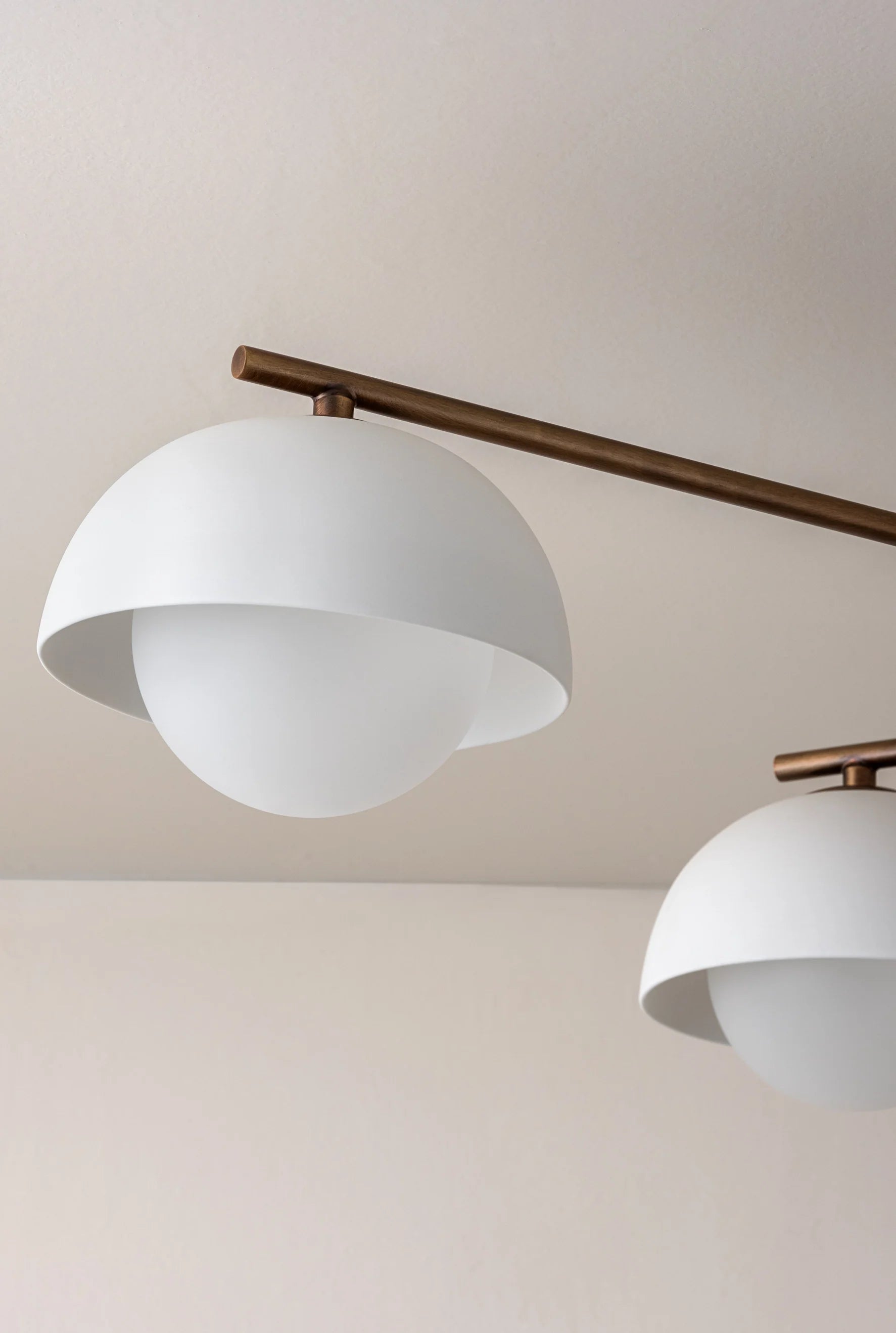Porsa - 6 light aged brass and warm white porcelain flush | Ceiling Light | lights&lamps | UK | Modern Affordable Designer Lighting
