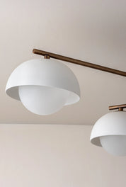 Porsa - 6 light aged brass and warm white porcelain flush | Ceiling Light | lights&lamps | UK | Modern Affordable Designer Lighting