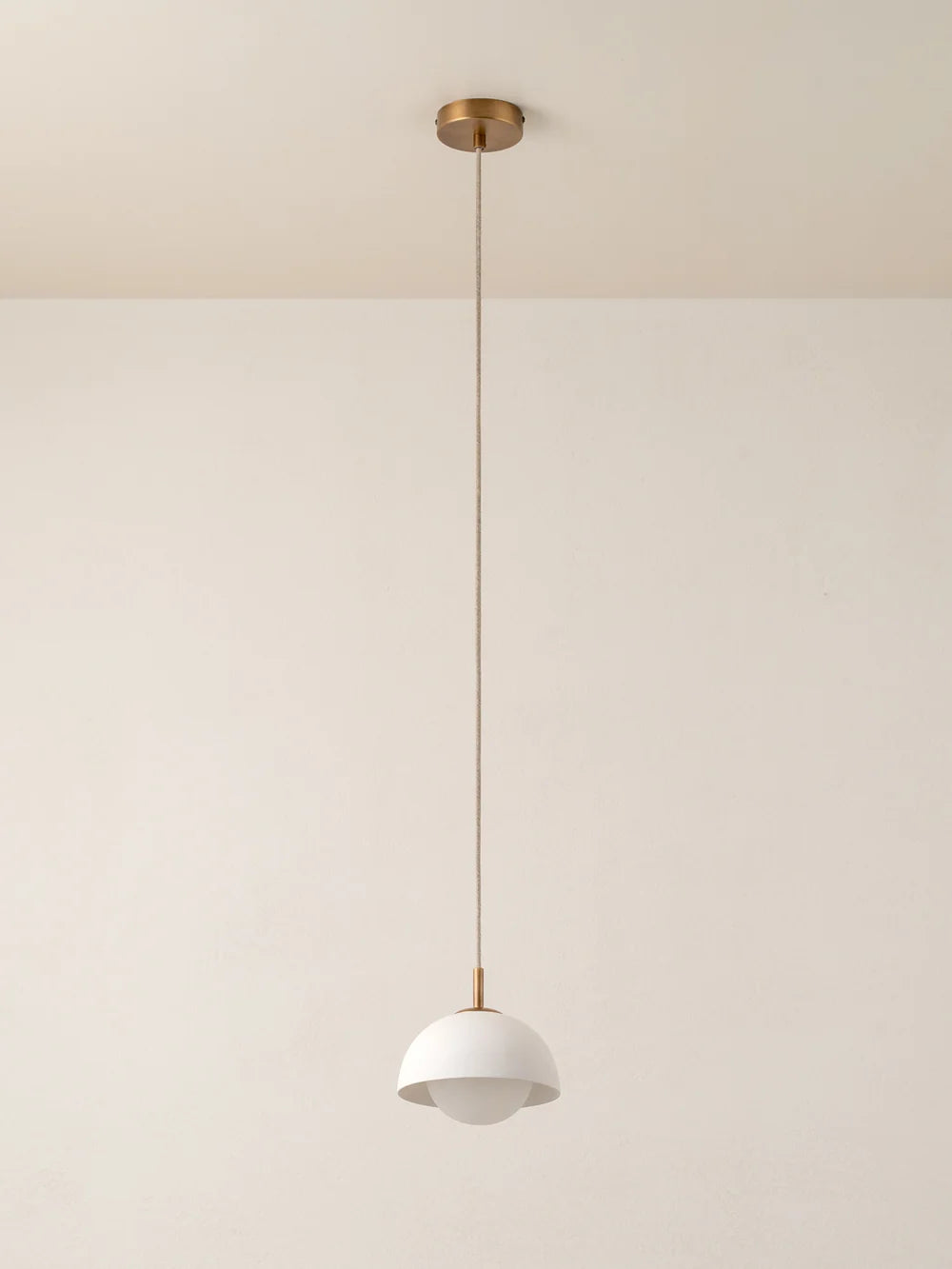 Porsa aged brass and warm white porcelain pendant – lights&lamps