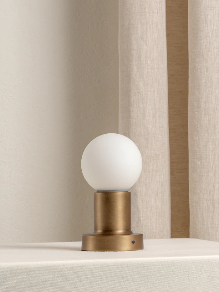 Porta - aged brass and opal rechargeable table lamp | Table lamp | lights & lamps | US | Modern affordable designer lighting