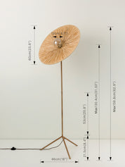 Ridotti - 1 Light Natural Raffia and Burnished Brass Floor Lamp | Floor Lamp | lights&lamps | UK | Modern Affordable Designer Lighting