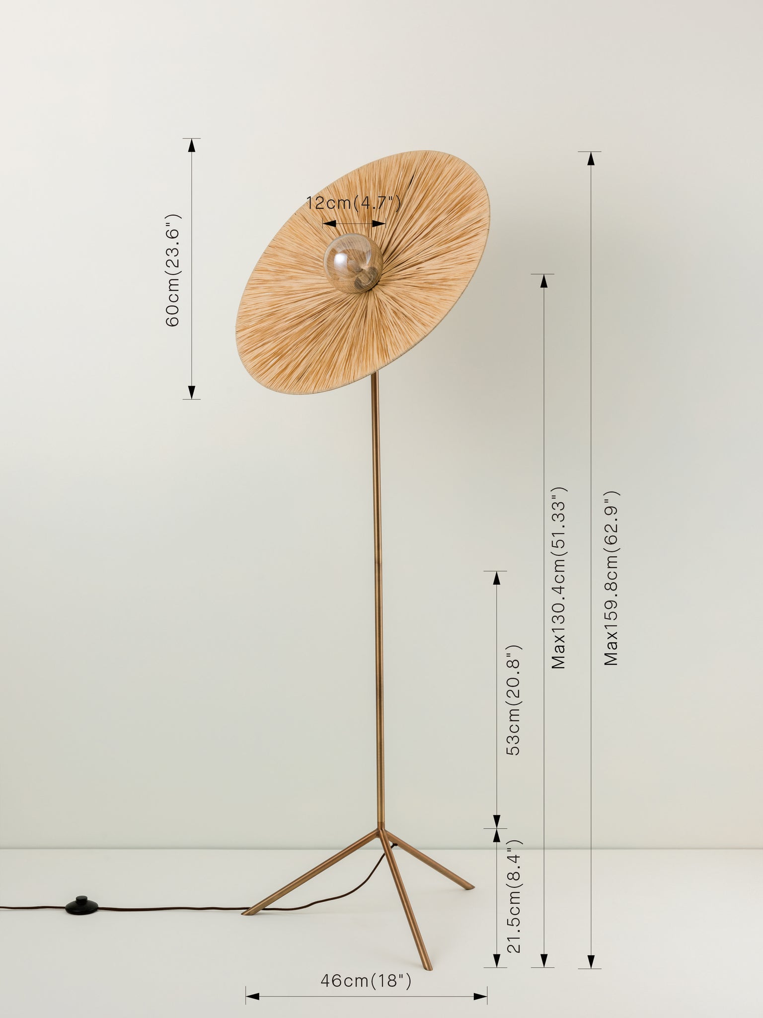 Ridotti - 1 Light Natural Raffia and Burnished Brass Floor Lamp ...
