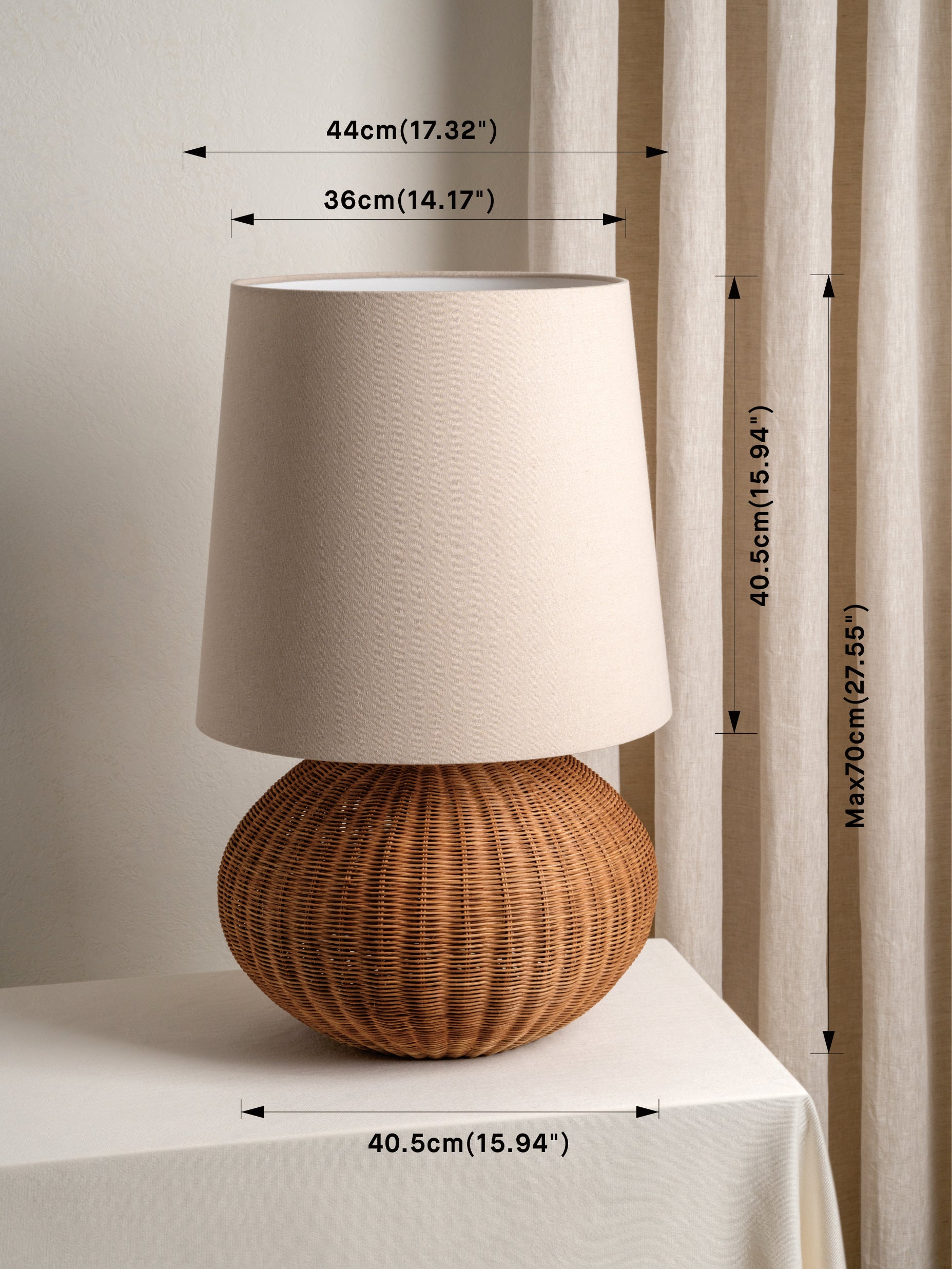 Sanvi - extra large rattan globe table lamp