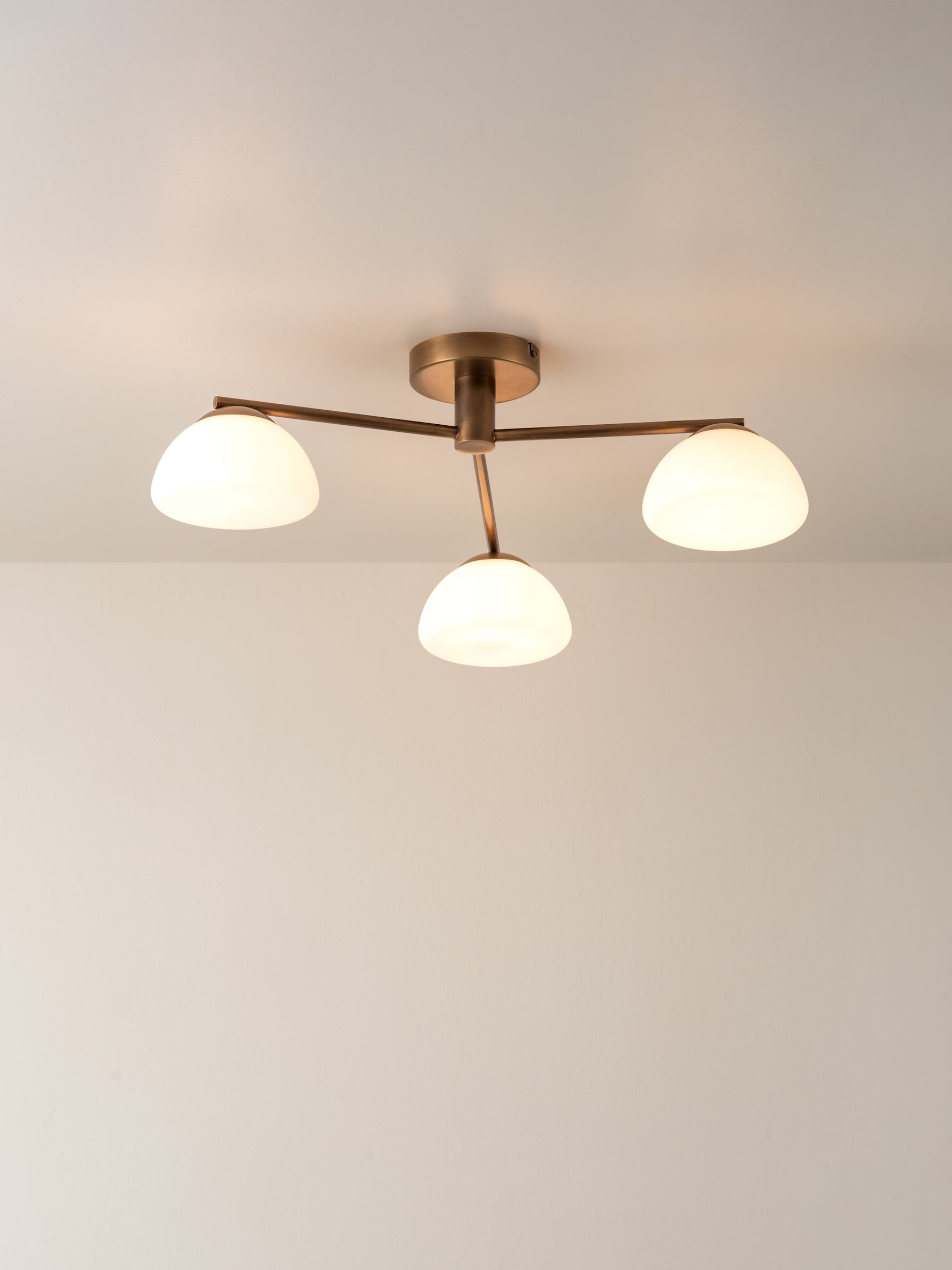 Silio - 3 light aged brass and opal flush | Ceiling Light | Lights & Lamps Inc | USA