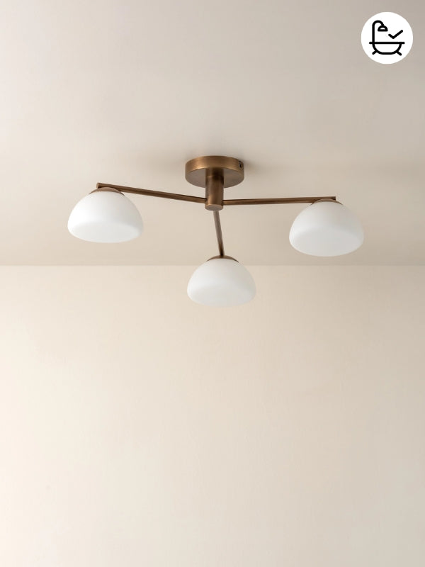 Silio - 3 light aged brass and opal flush