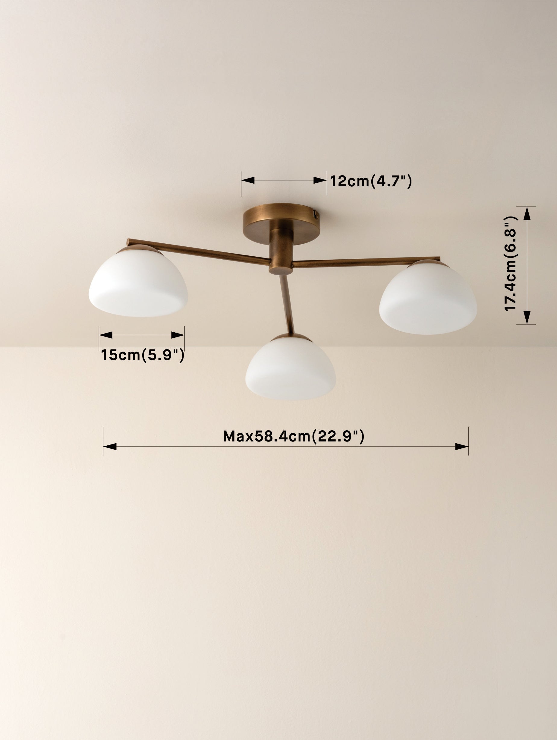 Silio - 3 light aged brass and opal flush | Ceiling Light | Lights & Lamps Inc | Modern Affordable Designer Lighting | USA