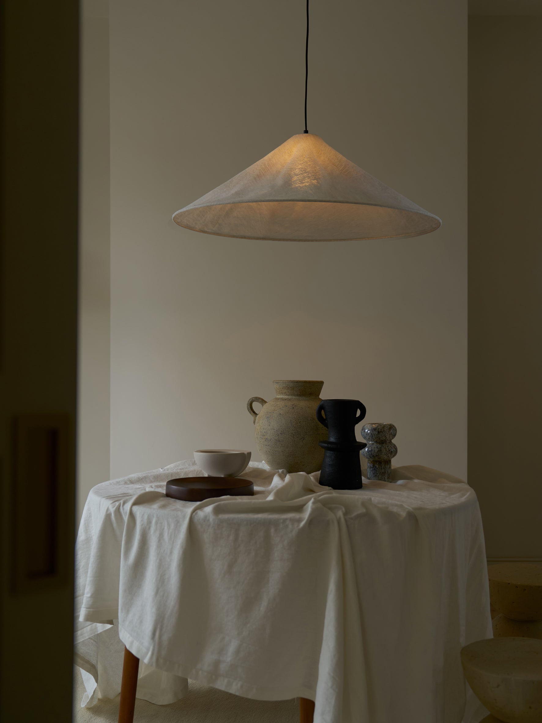 Siya - collapsible oversized linen lampshade