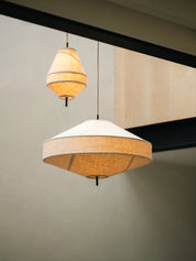 Solara - large aged brass and layered natural linen pendant | Ceiling Light | Lights & Lamps | US | Modern Affordable Designer Lighting