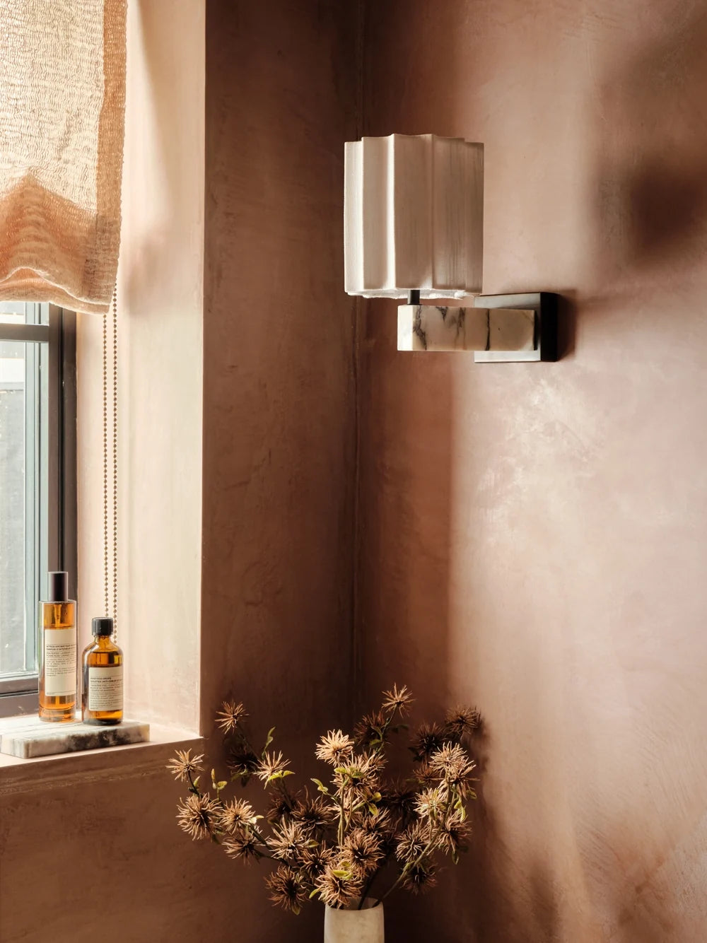 Viotti - Calacatta Viola marble and linen wall light | Wall Light | lights&lamps | UK | Modern Affordable Designer Lighting