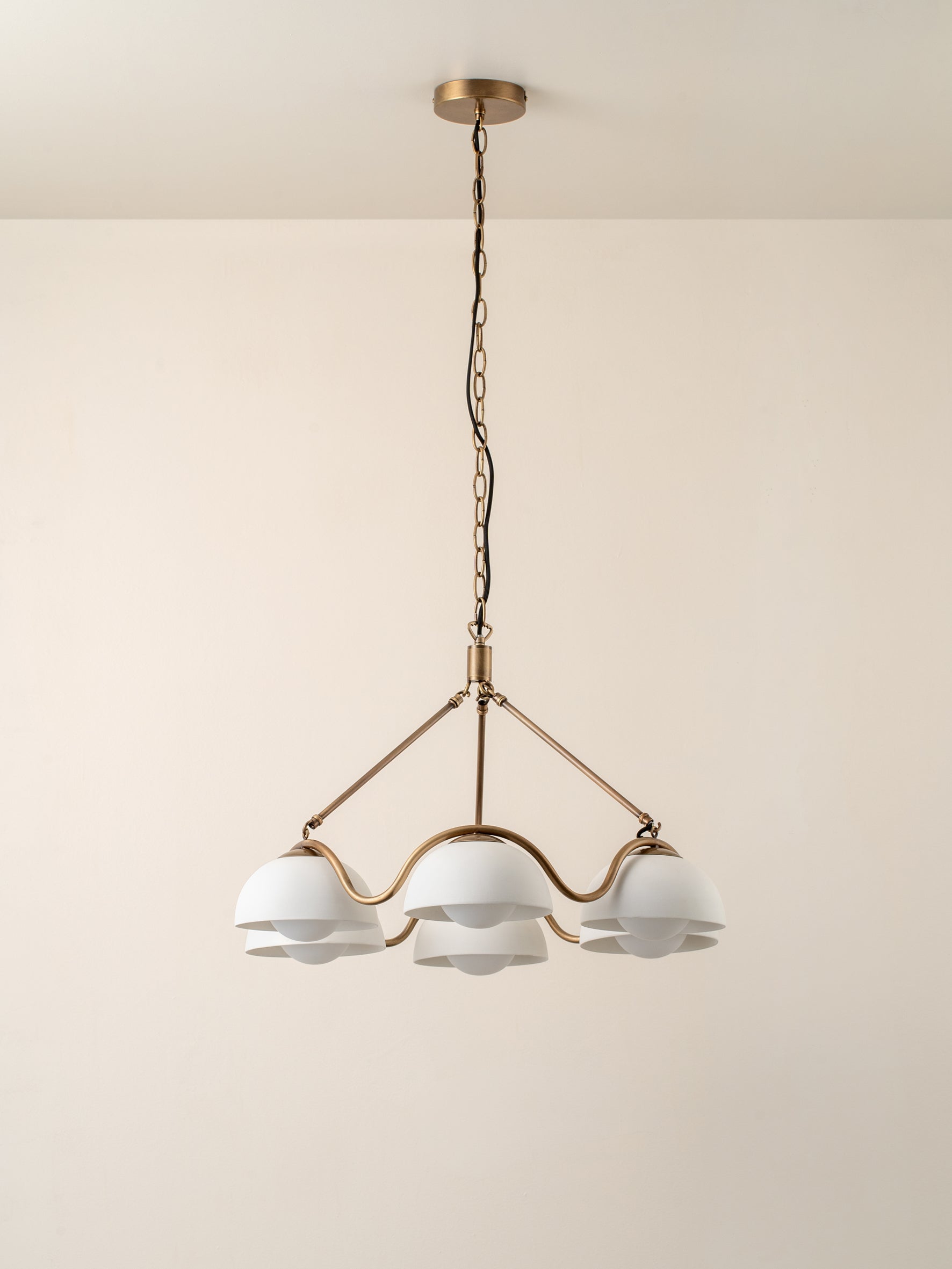 Waverly - 6 light aged brass and white porcelain pendant | Ceiling Light | lights&lamps | UK | Modern Affordable Designer Lighting