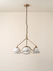 Waverly - 6 light aged brass and white porcelain pendant | Ceiling Light | lights&lamps | UK | Modern Affordable Designer Lighting