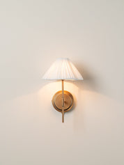 Lindi - aged brass and linen scalloped wall light | Wall Light | lights&lamps | UK | Modern Affordable Designer Lighting