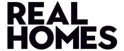 Black text 'REAL HOMES' on a white background