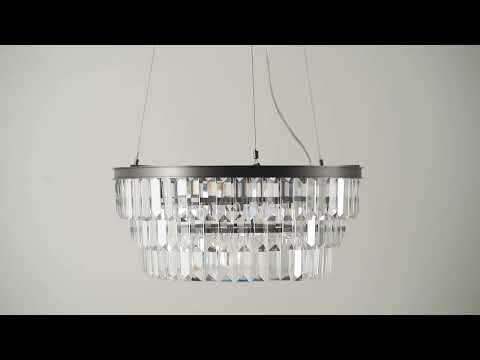 Alila - 5 light graphite silver tiered crystal glass chandelier