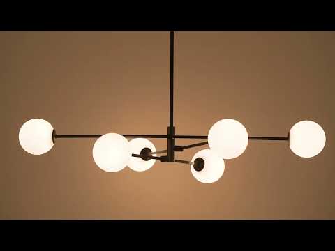Chelvara - 6 light matt black and opal pendant