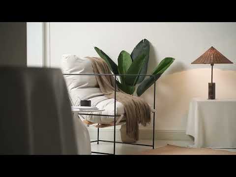 Ardini - 1 light rattan and brown marble table lamp