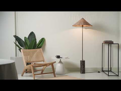 Ardini - 1 light rattan and brown marble floor lamp
