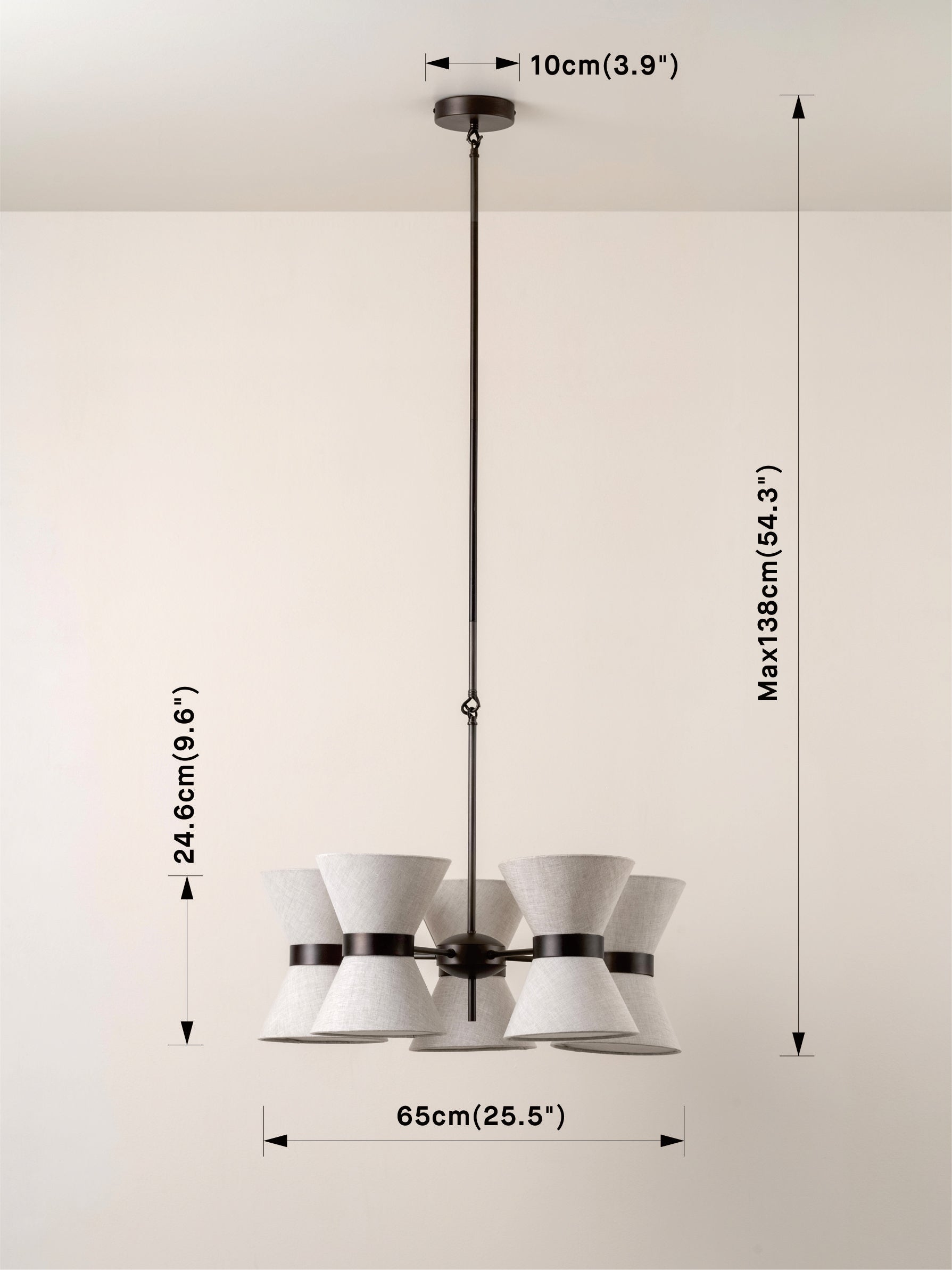 Renwick - 5 light linen and bronze pendant | Ceiling Light | Lights & Lamps Inc | USA