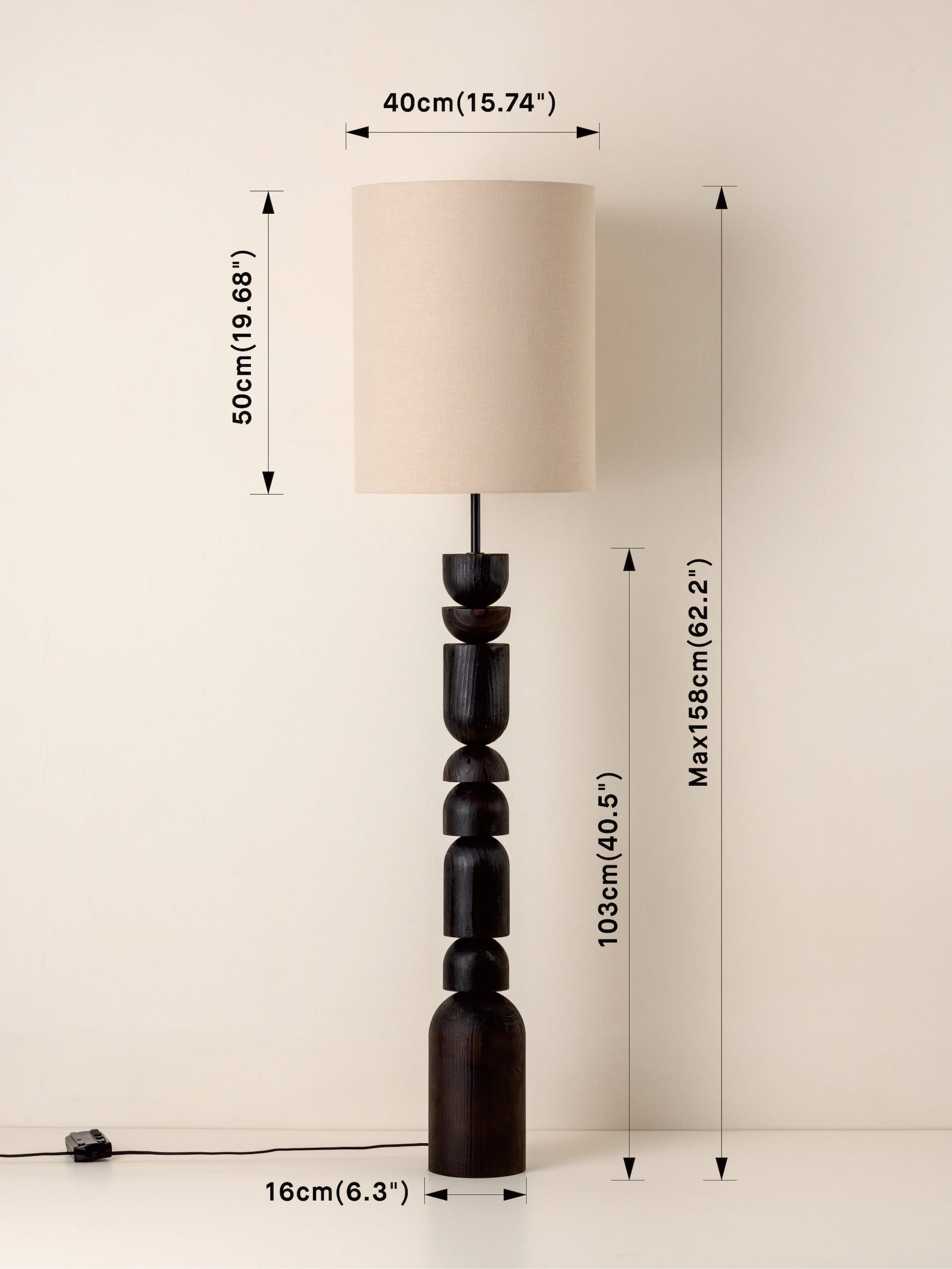 Aska - charred wood and natural linen floor lamp | Floor Lamp | Lights & Lamps Inc | Modern Affordable Designer Lighting | USA