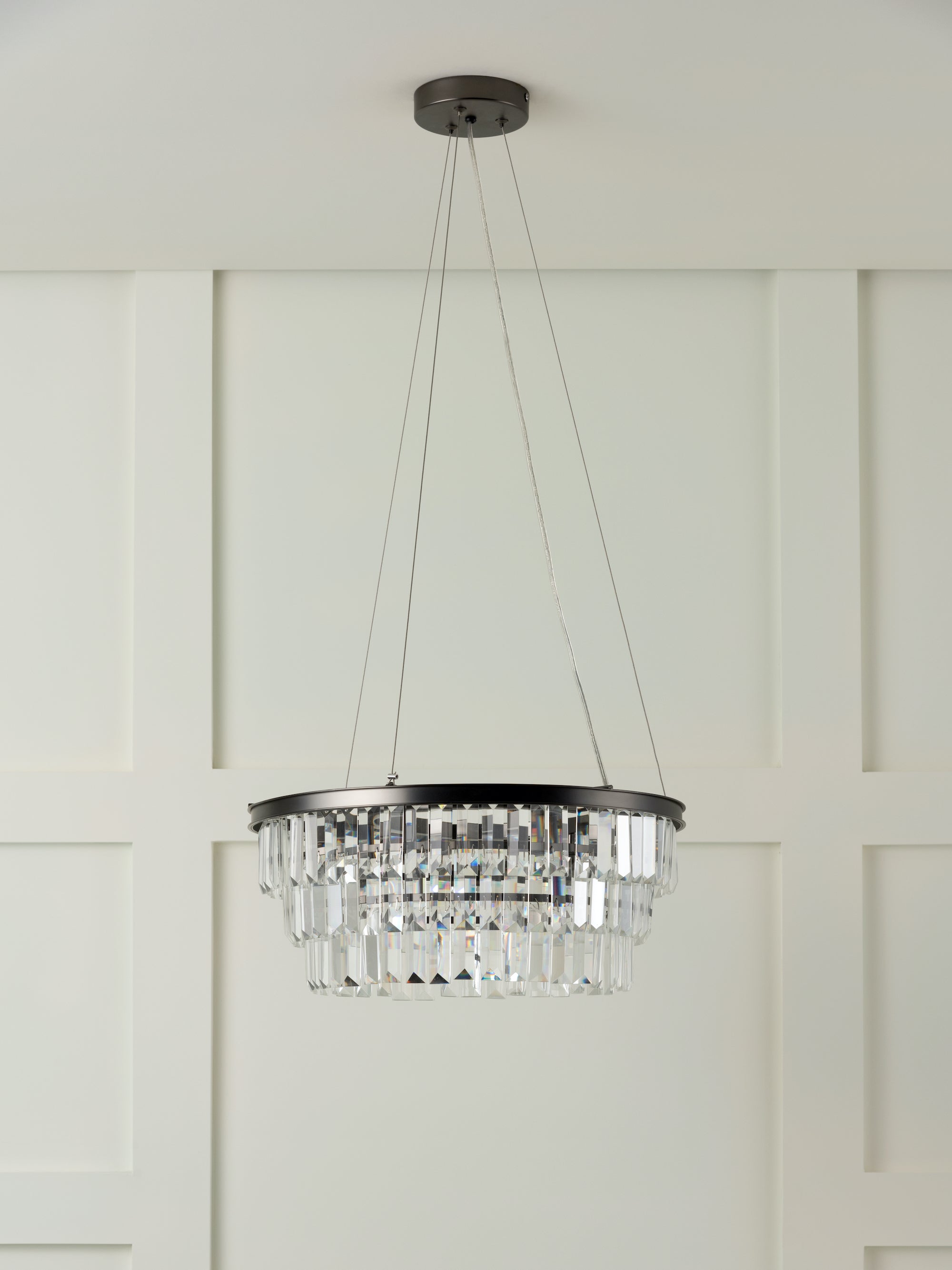 Alila - 5 light graphite silver tiered crystal glass chandelier | Ceiling Light | Lights & Lamps Inc | Modern Affordable Designer Lighting | USA