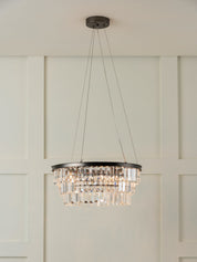 Alila - 5 light graphite silver tiered crystal glass chandelier | Ceiling Light | Lights & Lamps Inc | Modern Affordable Designer Lighting | USA