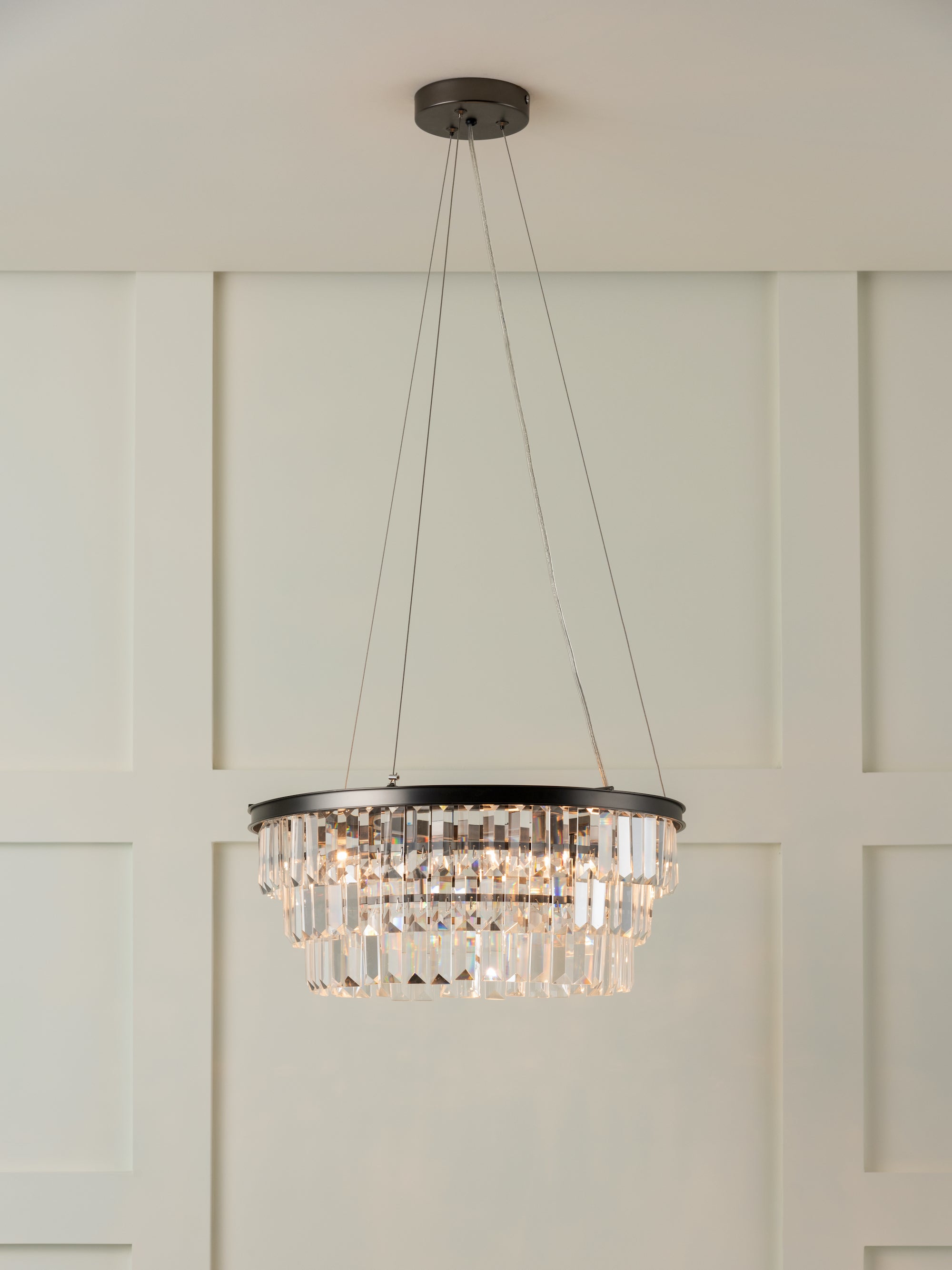 Alila - 5 light graphite silver tiered crystal glass chandelier | Ceiling Light | Lights & Lamps Inc | USA