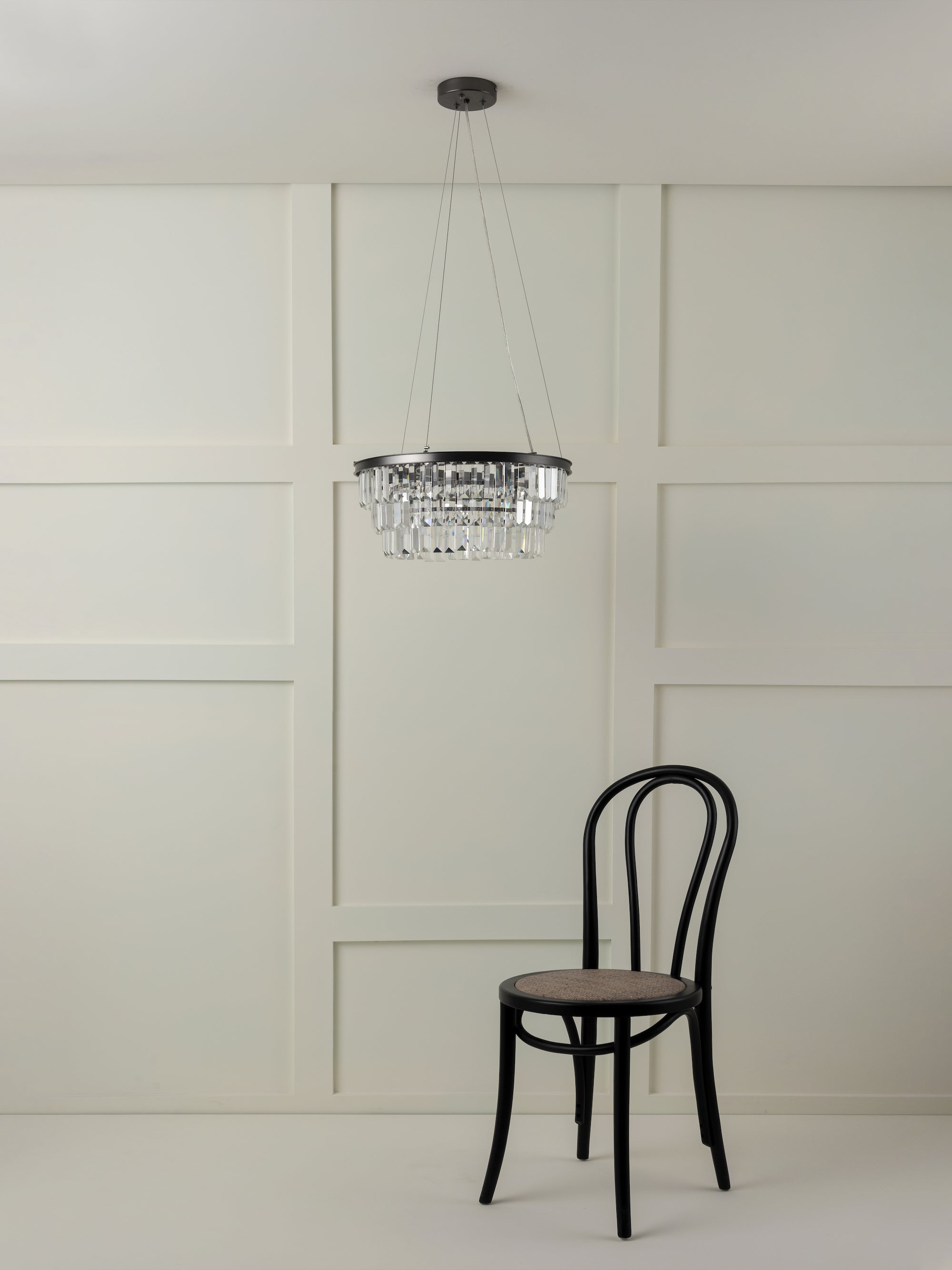 Alila - 5 light graphite silver tiered crystal glass chandelier | Ceiling Light | Lights & Lamps Inc | Modern Affordable Designer Lighting | USA