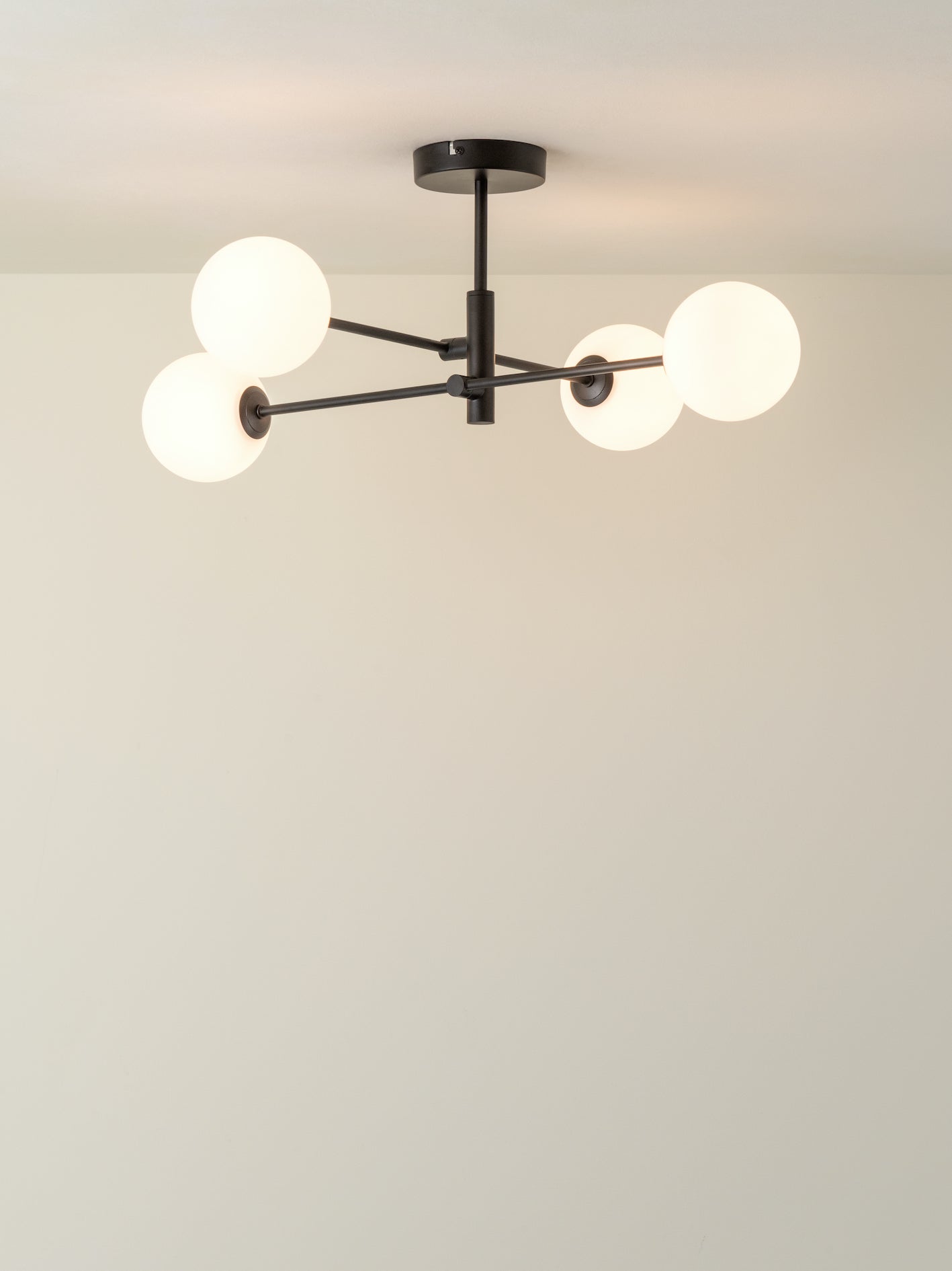 Chelso - 4 light matt black and opal flush | Ceiling Light | Lights & Lamps Inc | USA