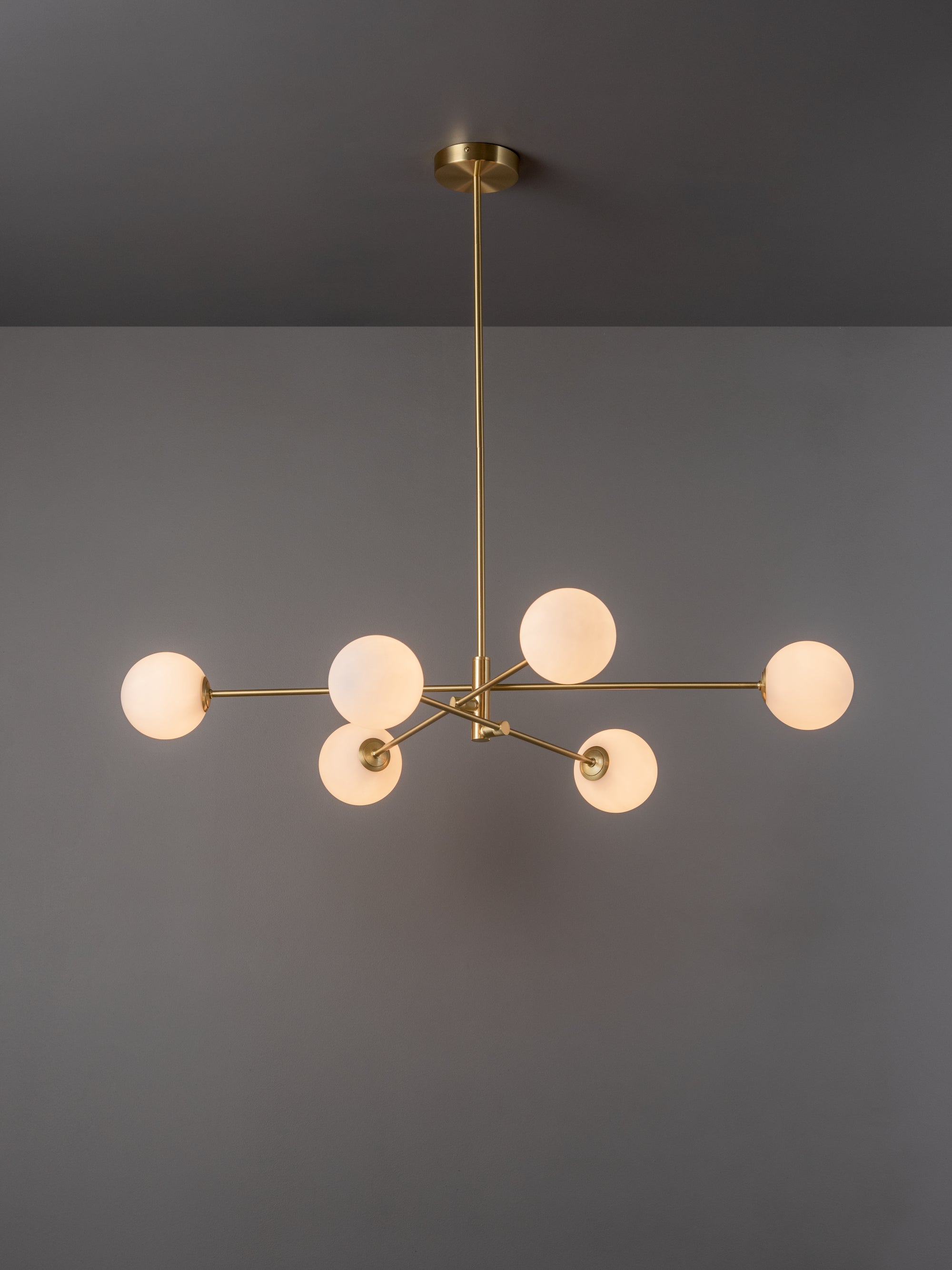 Chelso - 6 light brass and opal pendant | Ceiling Light | Lights & Lamps Inc | USA