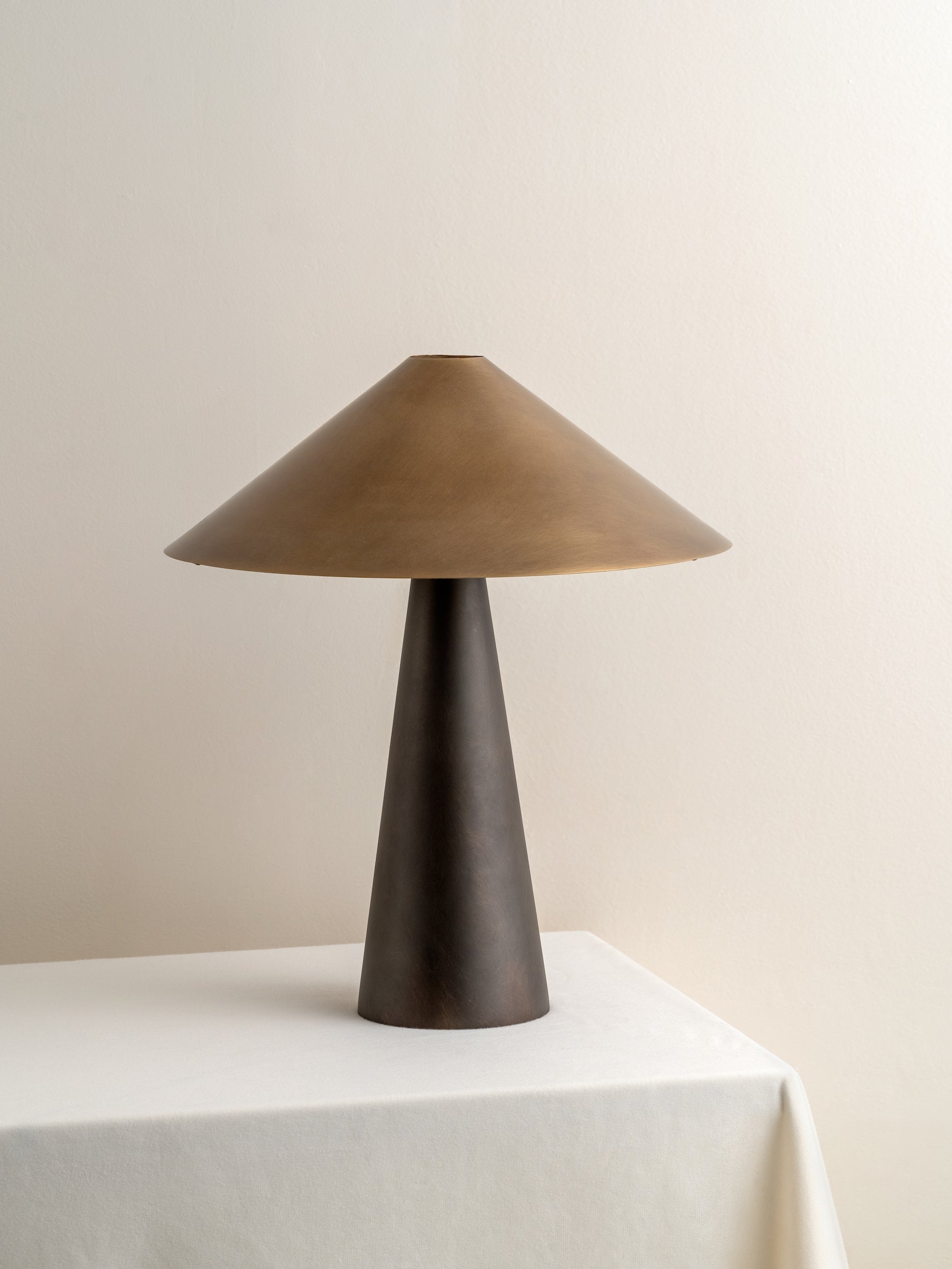 Orta - aged brass and bronze cone table lamp | Table Lamp | Lights & Lamps Inc | USA