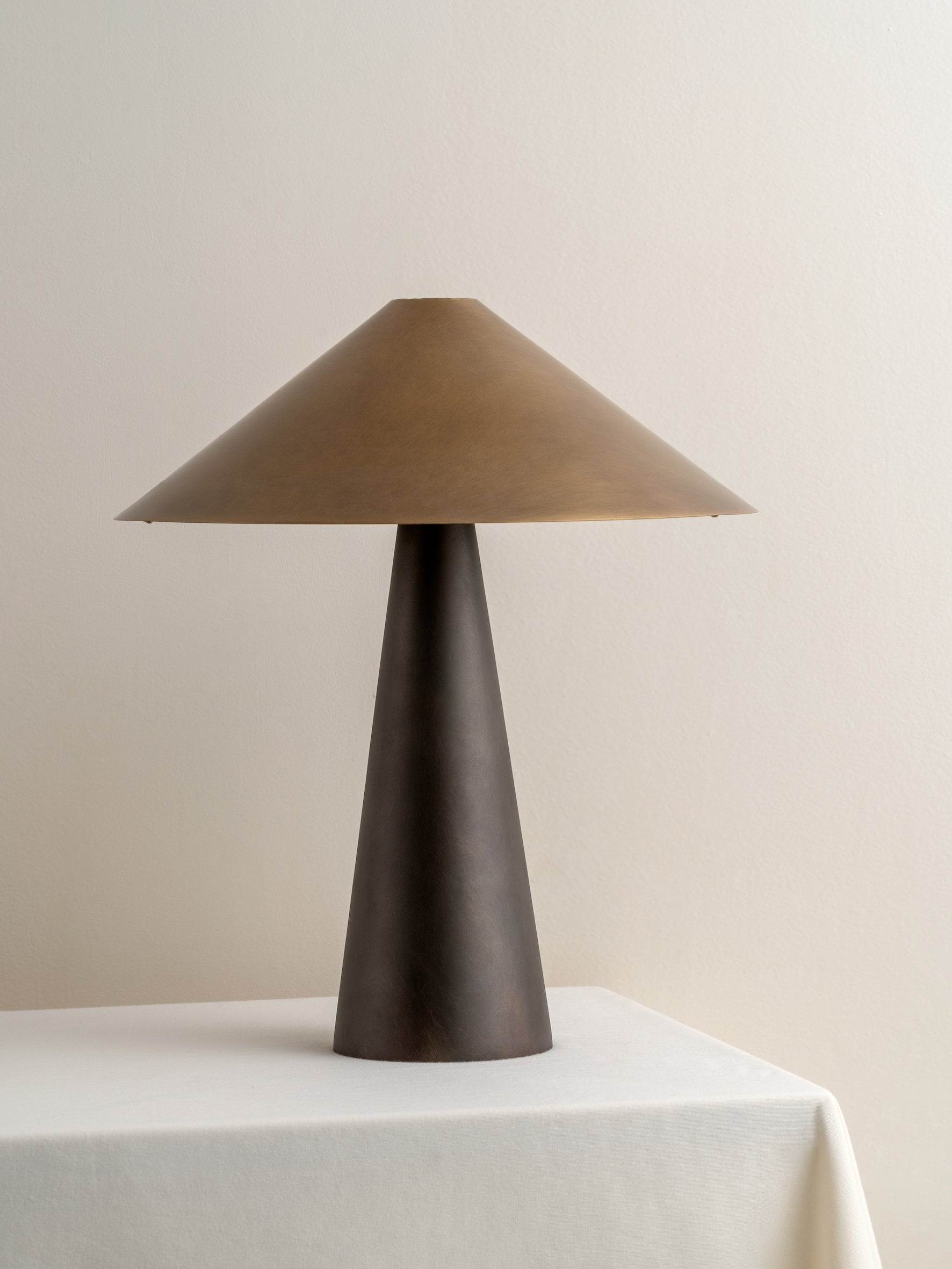 Orta - aged brass and bronze cone table lamp | Table Lamp | Lights & Lamps Inc | USA