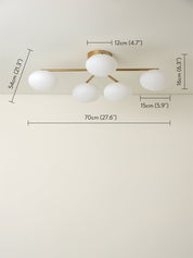 Imperial - 5 light brass and opal flush | Ceiling Light | Lights & Lamps Inc | Modern Affordable Designer Lighting | USA