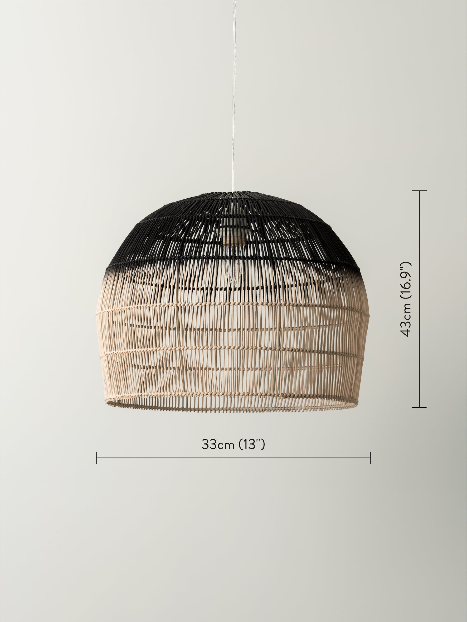 Bilu - black and natural ombre pendant light | Ceiling Light | Lights & Lamps Inc | USA