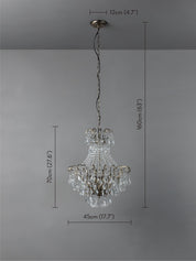 Lina - 4 light antique brass crystal glass chandelier | Ceiling Light | Lights & Lamps Inc | Modern Affordable Designer Lighting | USA