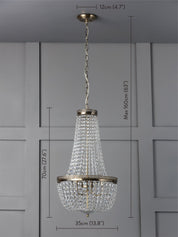 Pioni - 3 light antique brass crystal glass chandelier | Ceiling Light | Lights & Lamps Inc | Modern Affordable Designer Lighting | USA