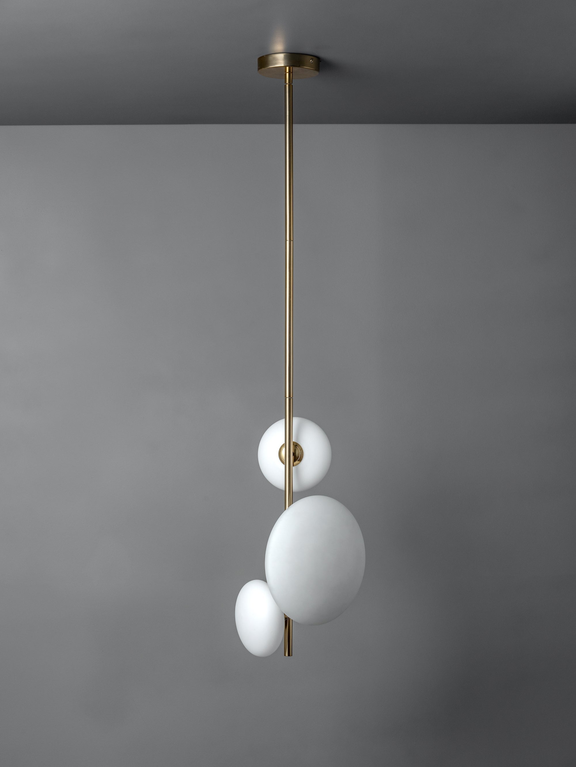 Imperial - 3 light brass and opal pendant | Ceiling Light | Lights & Lamps Inc | USA