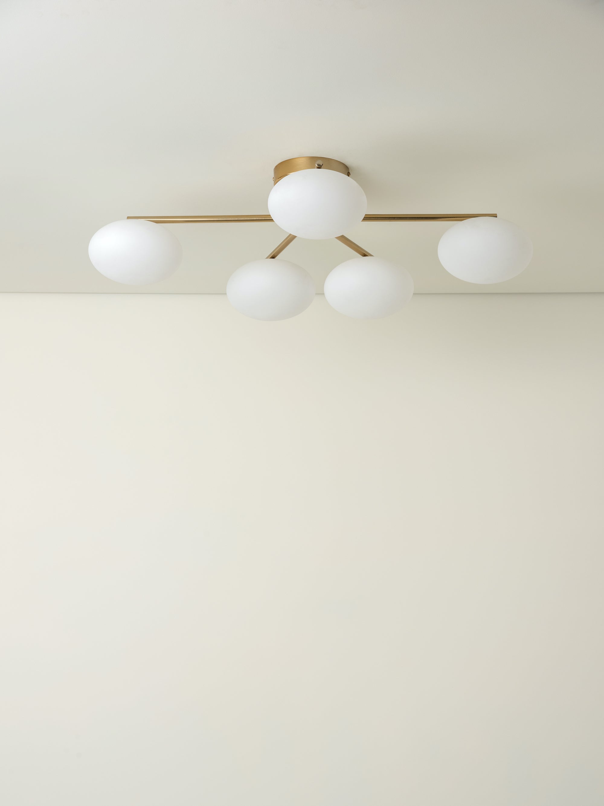 Imperial - 5 light brass and opal flush | Ceiling Light | Lights & Lamps Inc | USA