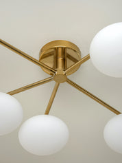 Imperial - 5 light brass and opal flush | Ceiling Light | Lights & Lamps Inc | Modern Affordable Designer Lighting | USA