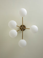 Imperial - 5 light brass and opal flush | Ceiling Light | Lights & Lamps Inc | Modern Affordable Designer Lighting | USA