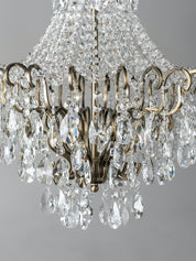 Lina - 4 light antique brass crystal glass chandelier | Ceiling Light | Lights & Lamps Inc | Modern Affordable Designer Lighting | USA