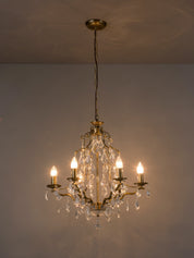 Modena - 6 light aged brass crystal glass chandelier | Ceiling Light | Lights & Lamps Inc | Modern Affordable Designer Lighting | USA