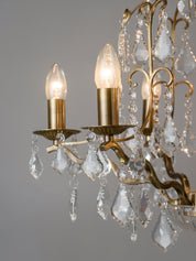 Modena - 6 light aged brass crystal glass chandelier | Ceiling Light | Lights & Lamps Inc | Modern Affordable Designer Lighting | USA