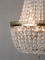 Pioni - 3 light antique brass crystal glass chandelier | Ceiling Light | Lights & Lamps Inc | Modern Affordable Designer Lighting | USA