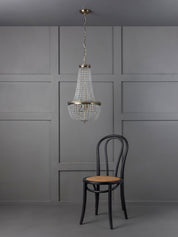 Pioni - 3 light antique brass crystal glass chandelier | Ceiling Light | Lights & Lamps Inc | Modern Affordable Designer Lighting | USA